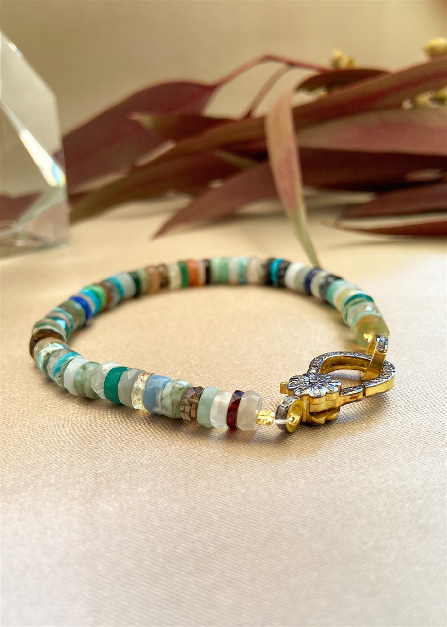 Mix Gemstone Ham Elmas Bileklik