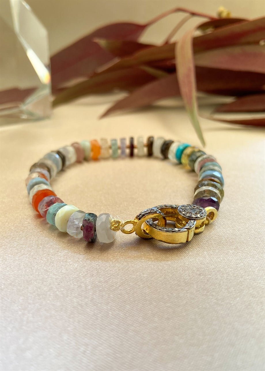 Mix Gemstone Ham Elmas Bileklik