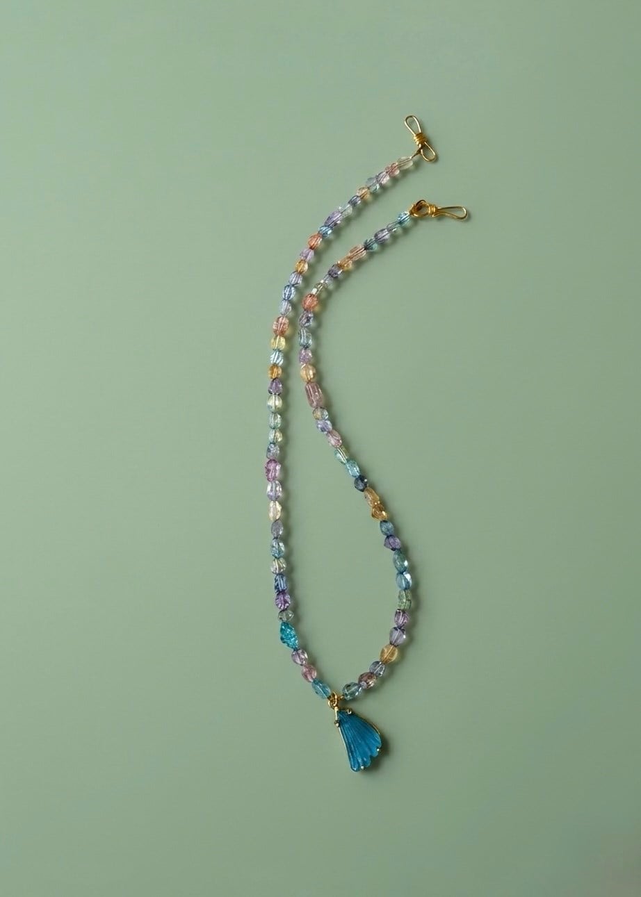 Mix Gemstone & Mavi Topaz Gümüş Kolye