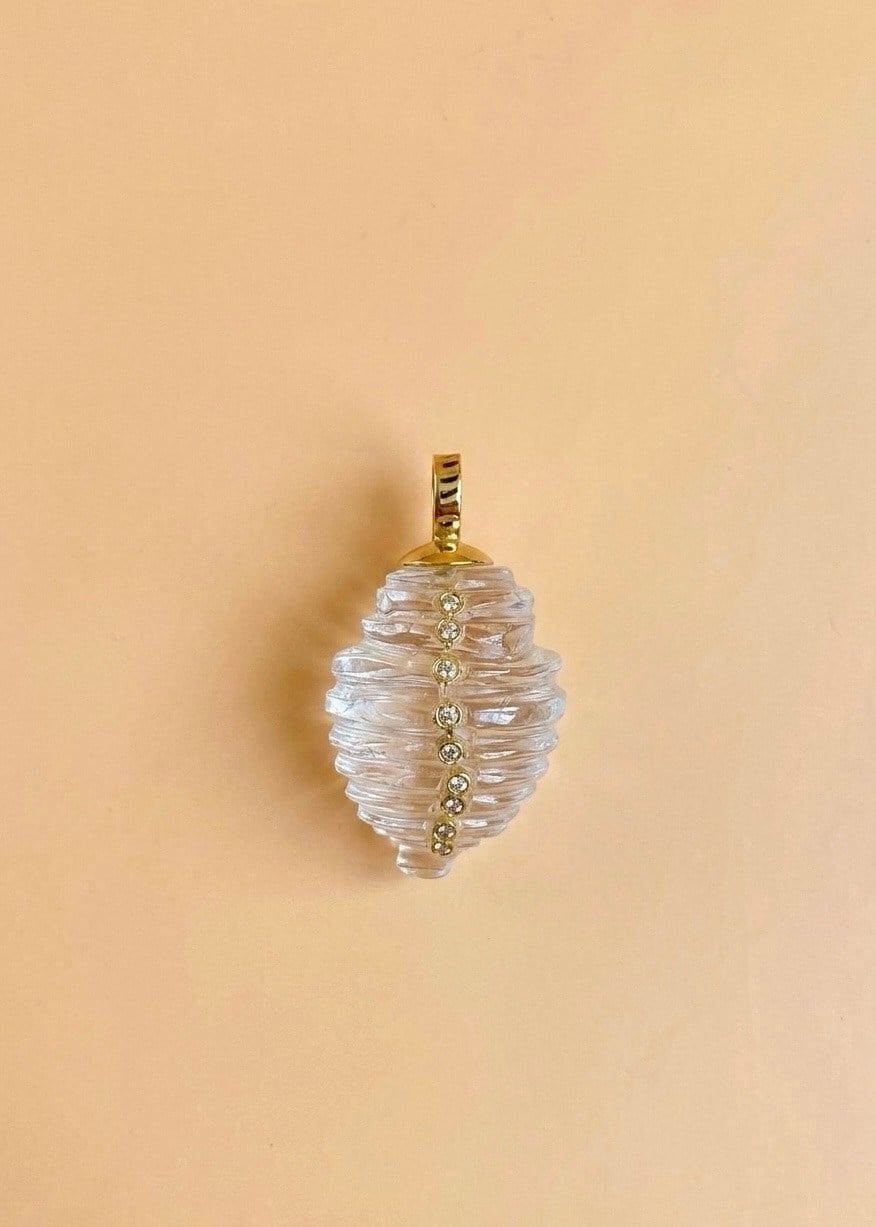 Özel İşlemeli Quartz Taşlı Pırlantalı Kolye Ucu
