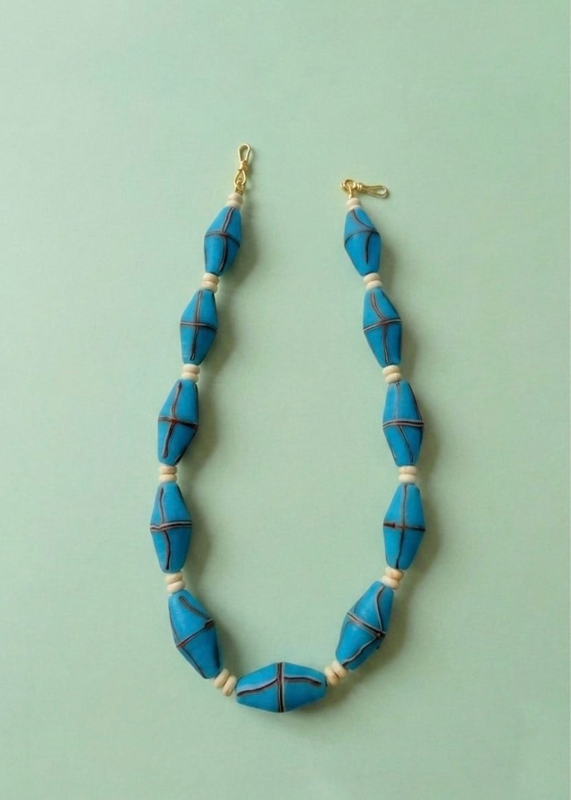 Turkuaz Geometrik Cam Choker