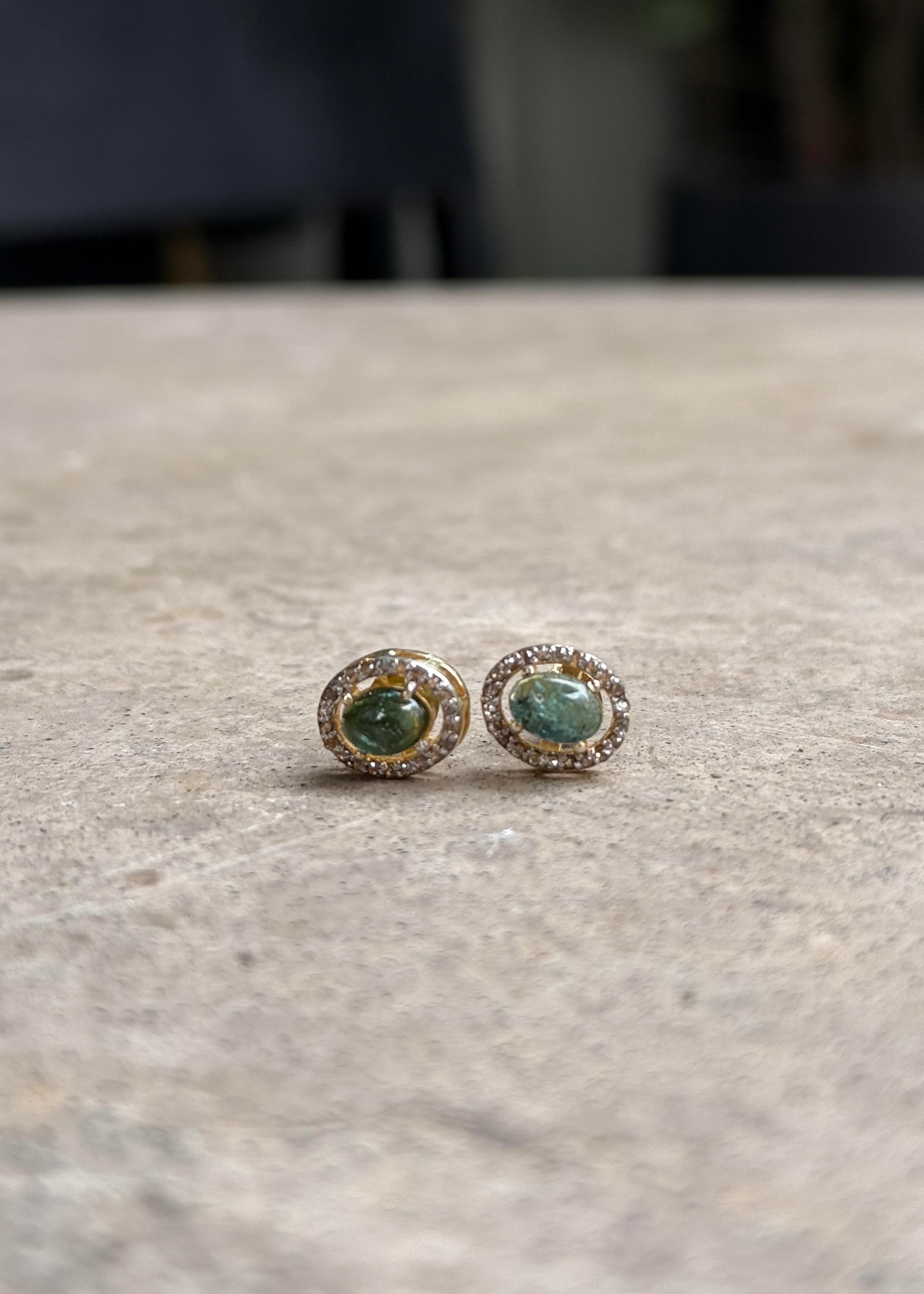 Yeşil Turmalin Elmas Küpe