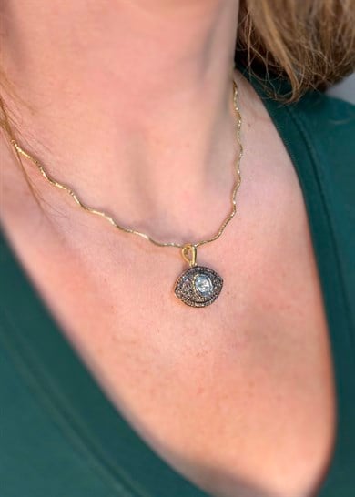 Evil Eye Elmas Kolye Orta