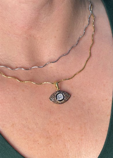 Evil Eye Elmas Kolye Ucu Orta 