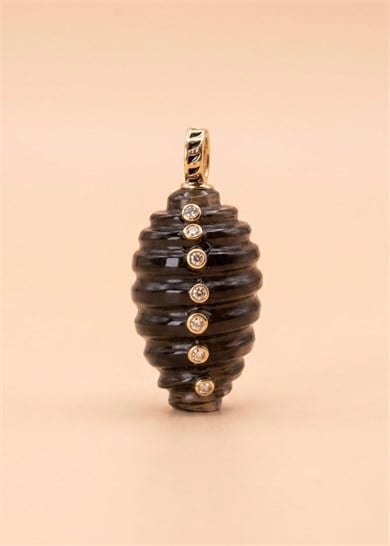 Ham Elmas Detaylı Smoky Quartz Petek Kolye Ucu