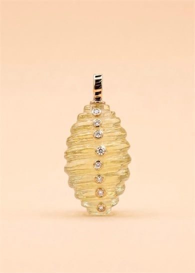 Ham Elmas Detaylı Smoky Quartz Petek Kolye Ucu