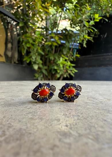 Lapis Mercan Elmas Küpe