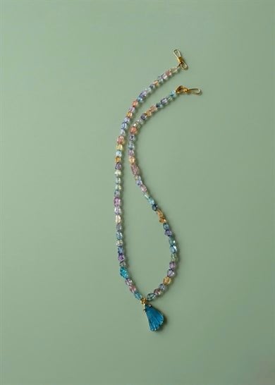 Mix Gemstone & Mavi Topaz Gümüş Kolye