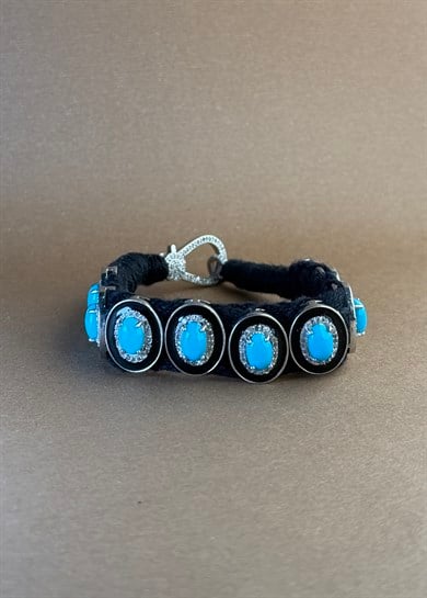 Turkuaz Pırlanta Örme Bileklik