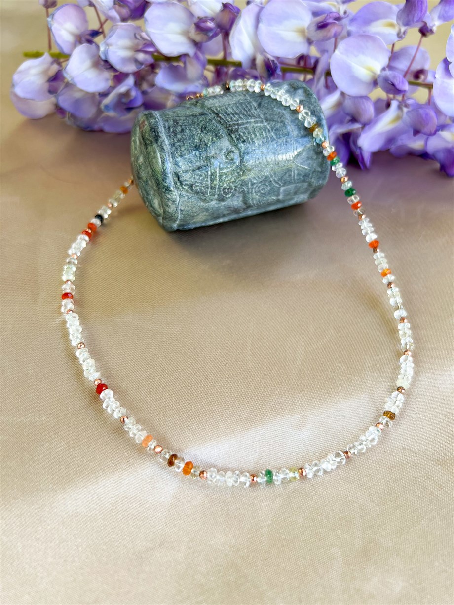  Akik, Yeşim , Sitrin , Garnet , Spinel Mix Kolye  