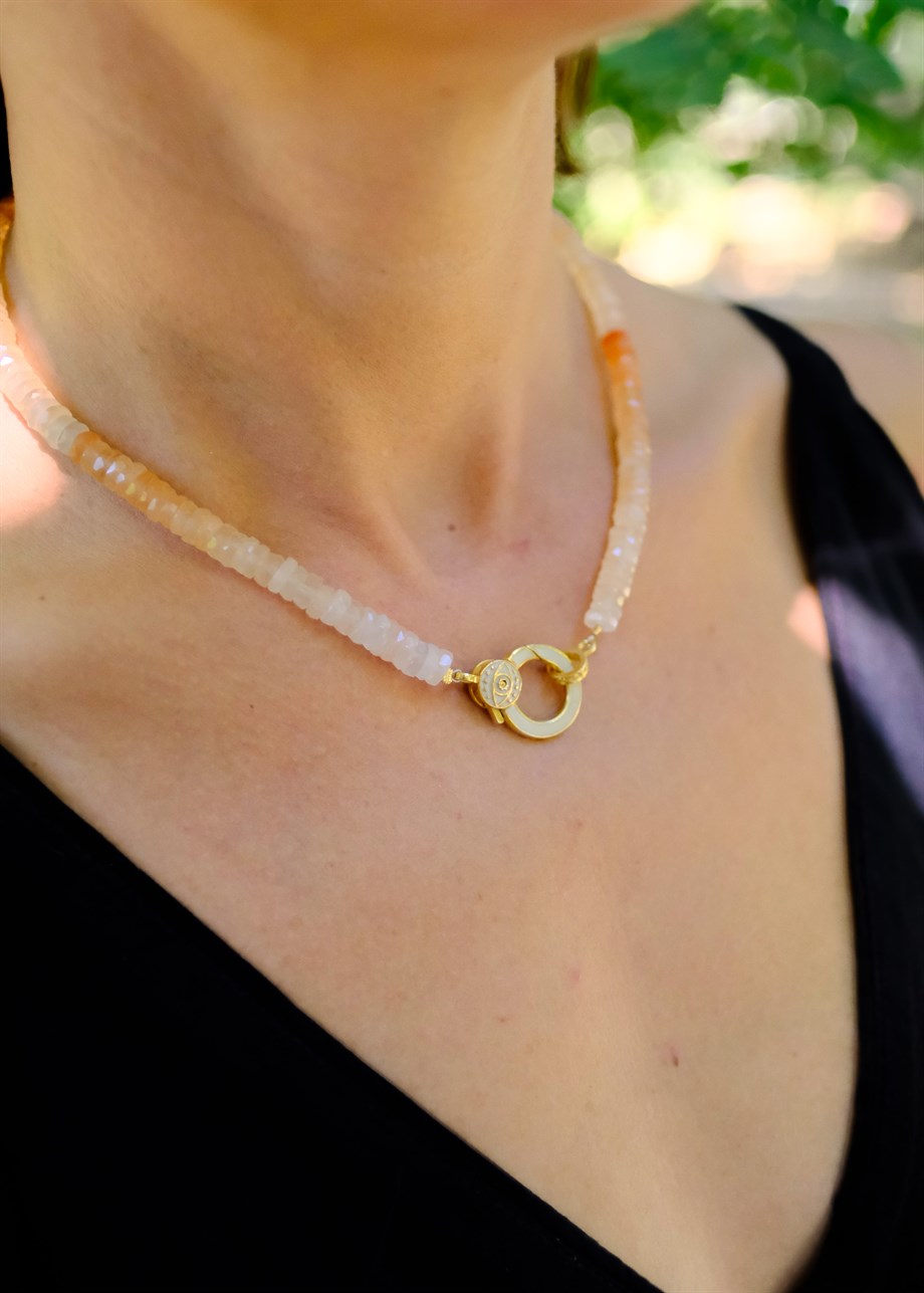 Ay Taşı Ham Elmas Kolye