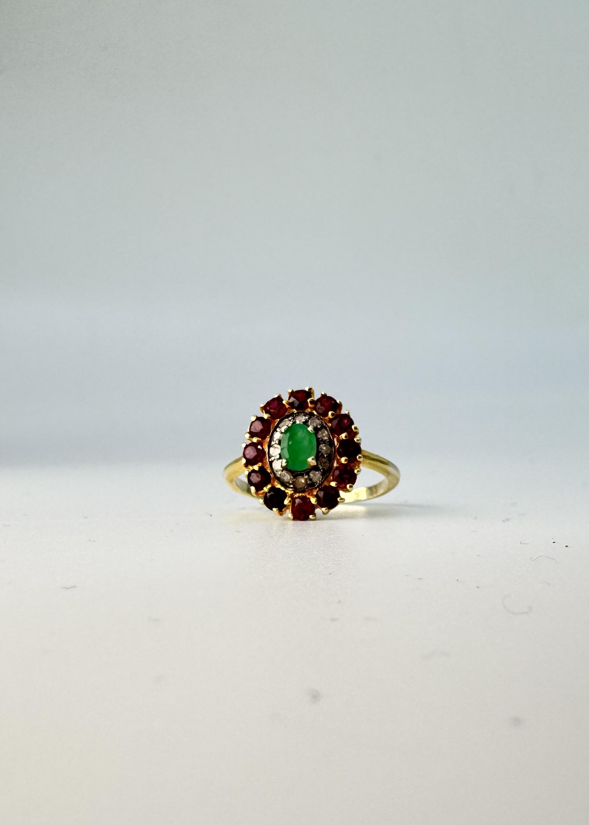Garnet Kök Zümrüt Ham Elmas Yüzük