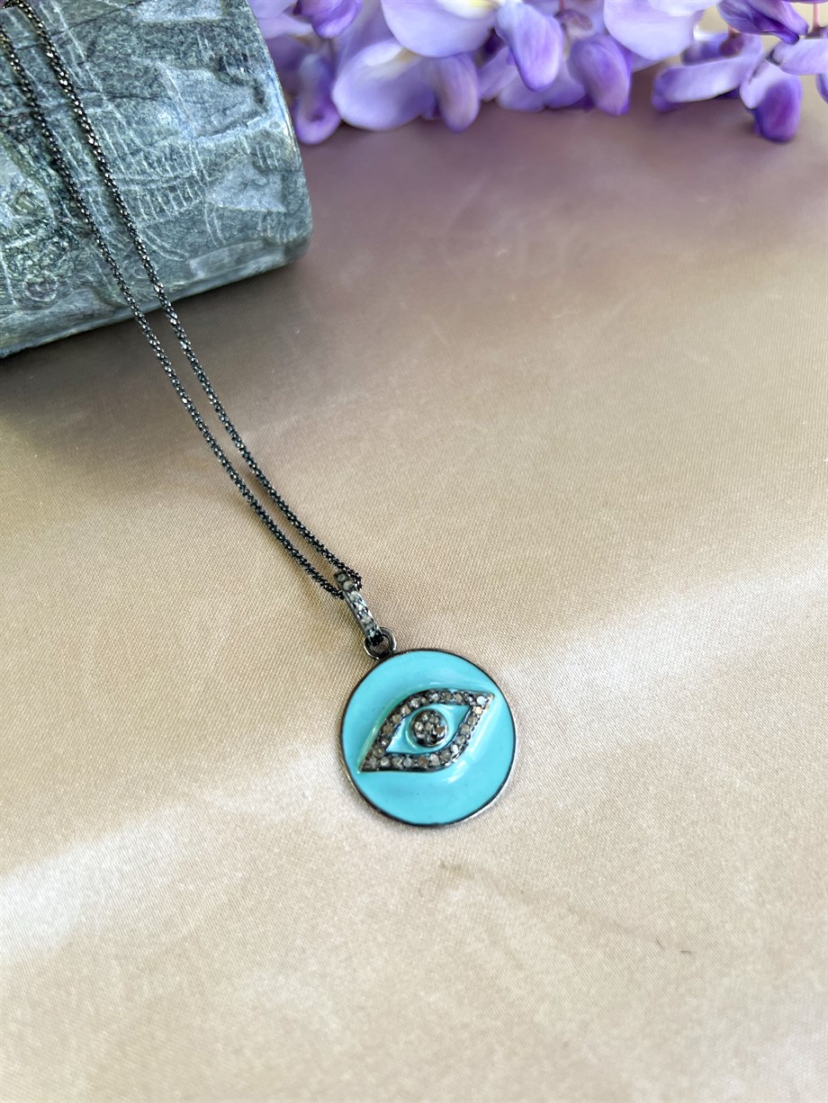 Gümüş Mineli Ham Elmas Kolye