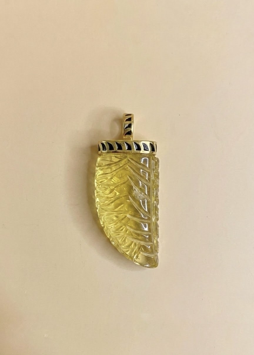 Lemon Citrine Yaprak Kolye Ucu