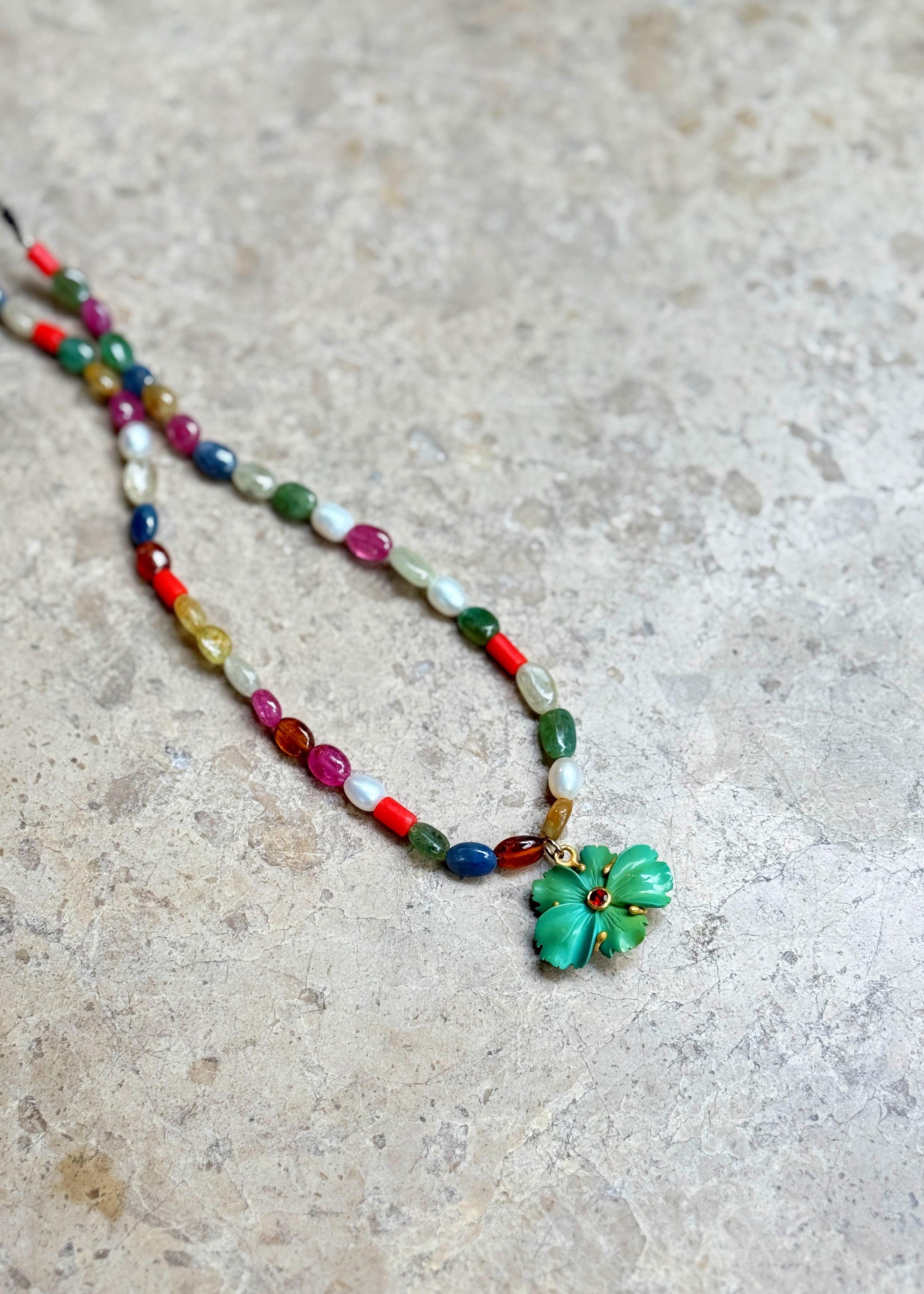 Mix Gemstone Turkuaz Kolye 