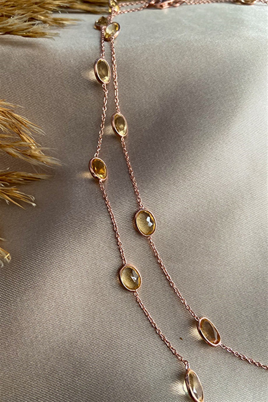 Sitrin (Citrine) Sarı Kadın Kolye