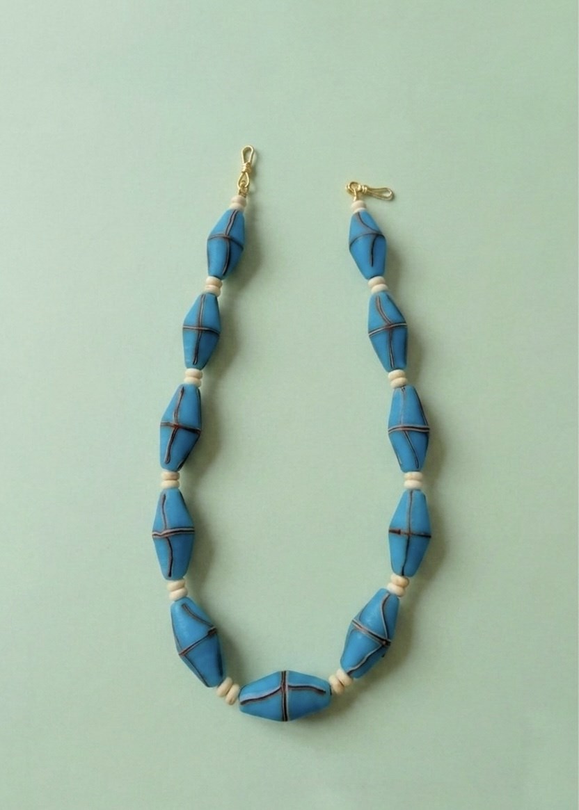 Turkuaz Geometrik Cam Choker