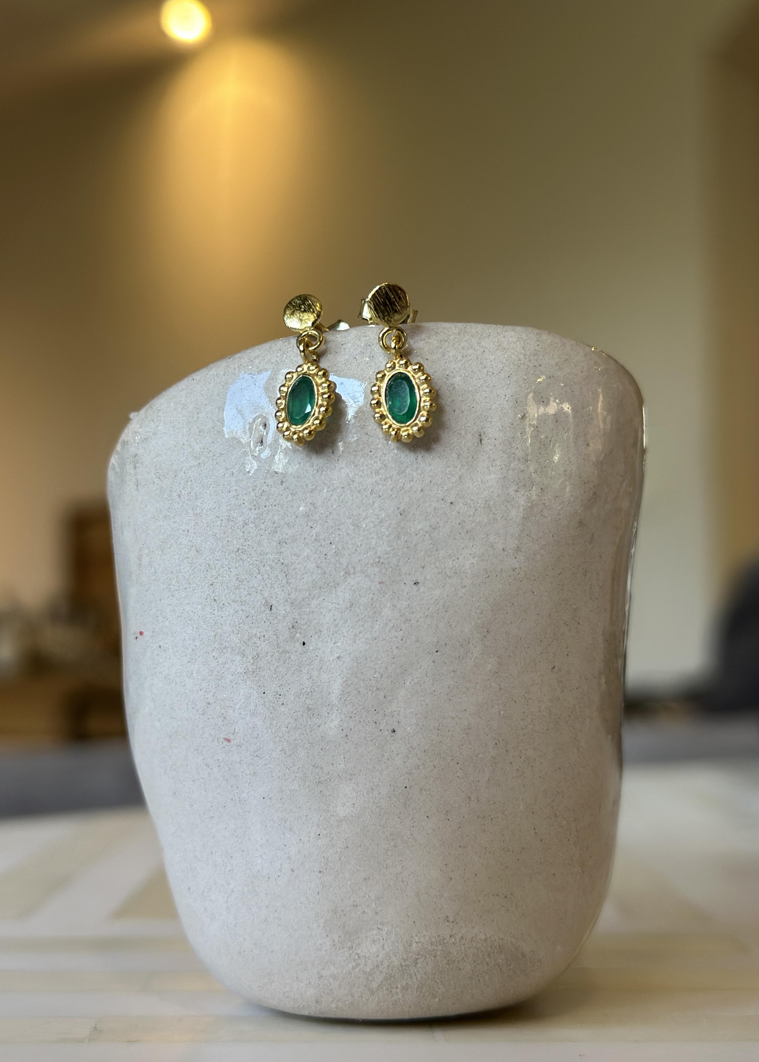 Yeşil Kalsedon Küpe