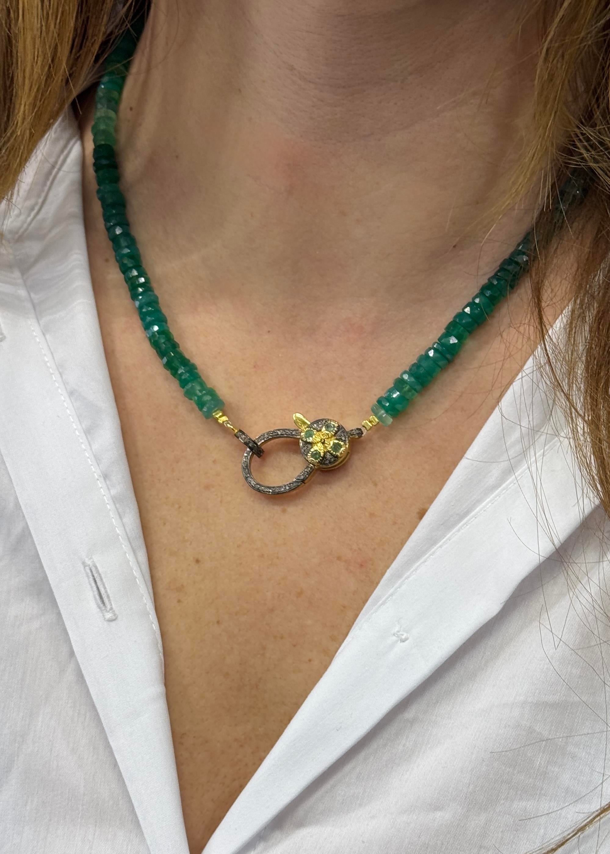 Yeşil Onyx Ham Elmas Kolye