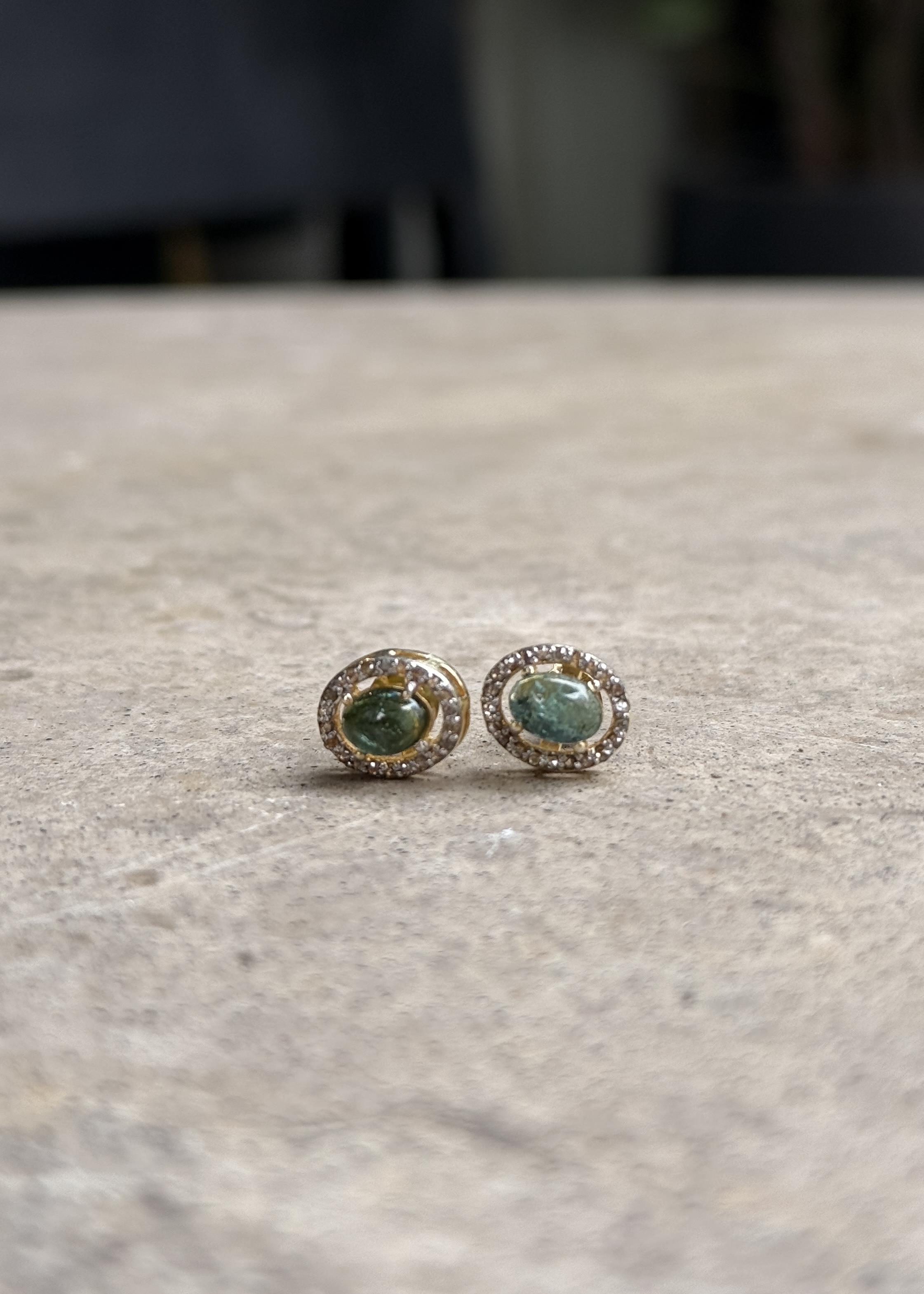 Yeşil Turmalin Elmas Küpe