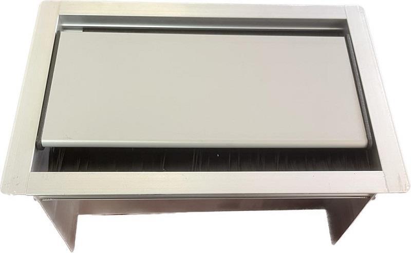 Avf 12 Modül Çift Açılır Kapaklı Masa Üstü Priz Kasası Eloksal