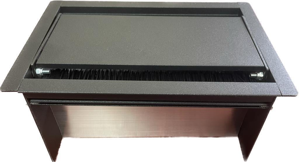 Avf 8 Modül Çift Açılır Kapaklı Masa Üstü Priz Kasası Siyah