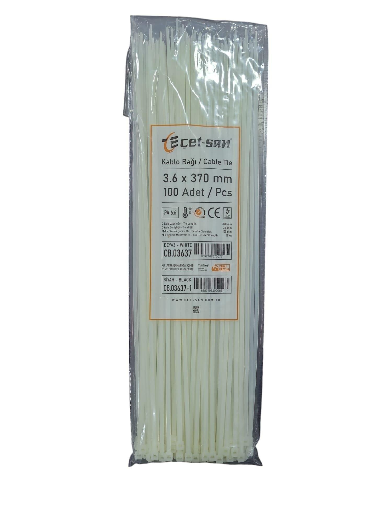 Çetsan 3,6x370 Kablo Bağı Beyaz 100 adet