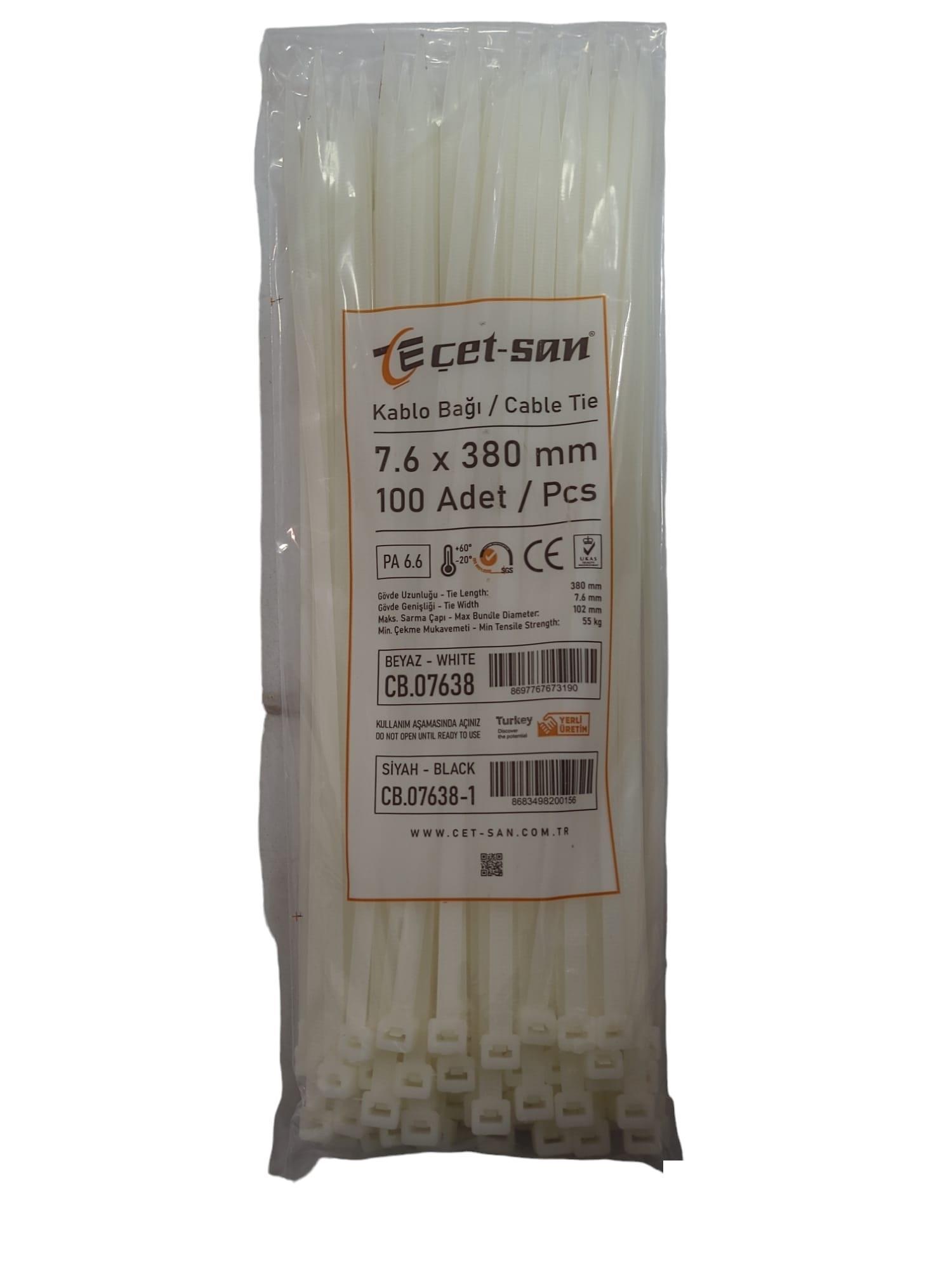 Çetsan 7,6x380 Kablo Bağı 100 adet Beyaz