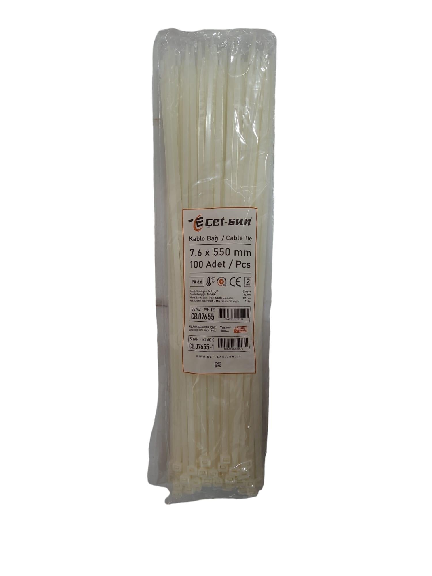 Çetsan 7,6x550 Kablo Bağı 100 adet Beyaz