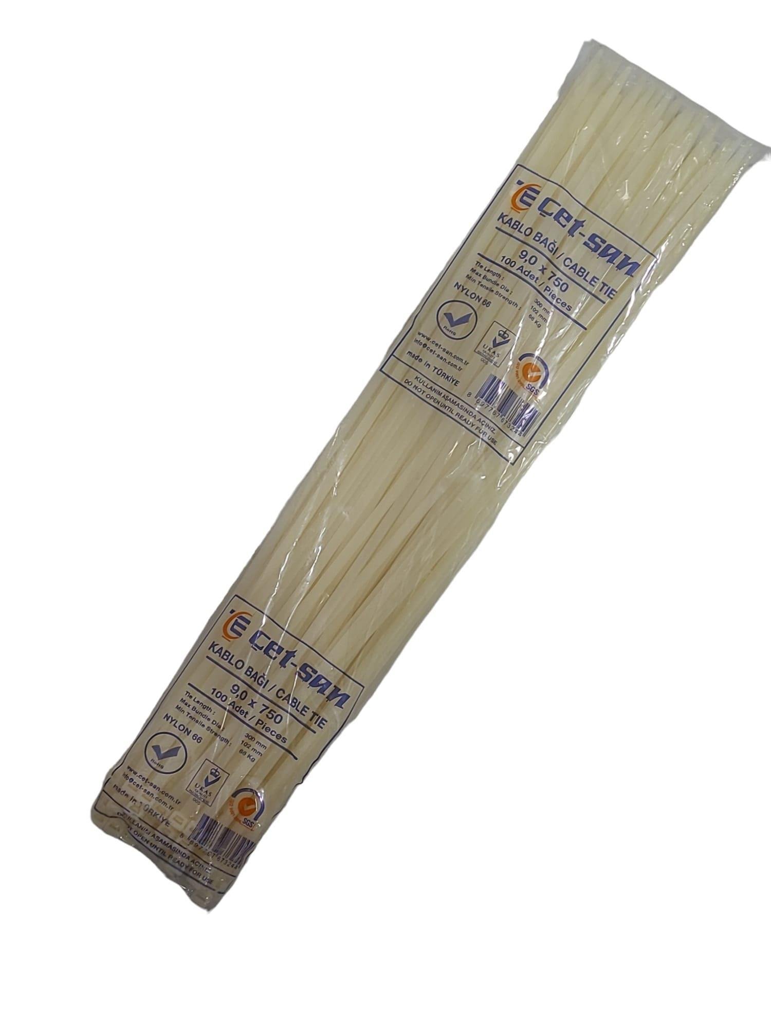 Çetsan 9,0x750 Kablo Bağı 100 adet Beyaz