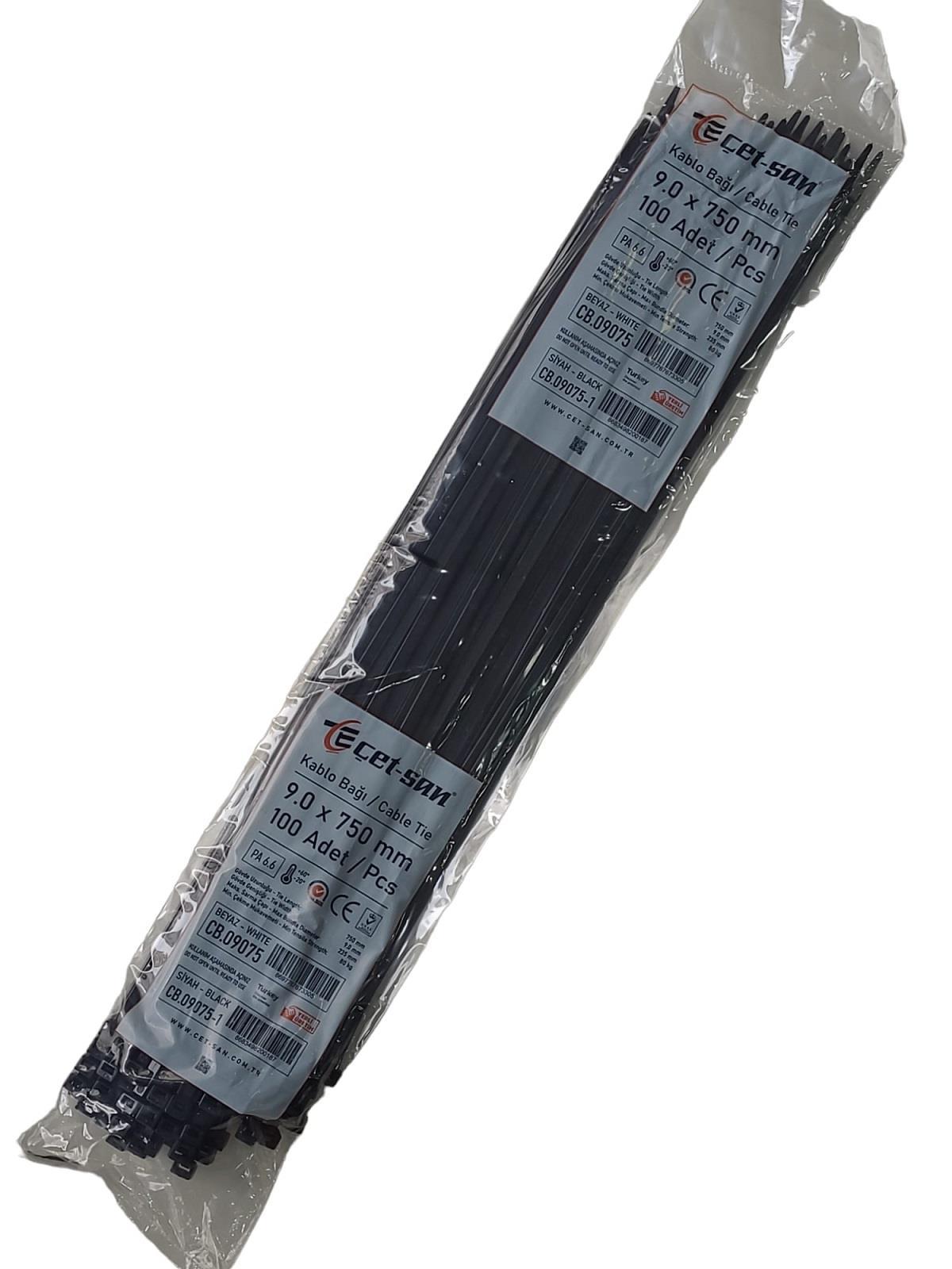 Çetsan 9,0x750 Kablo Bağı 100 Adet Siyah