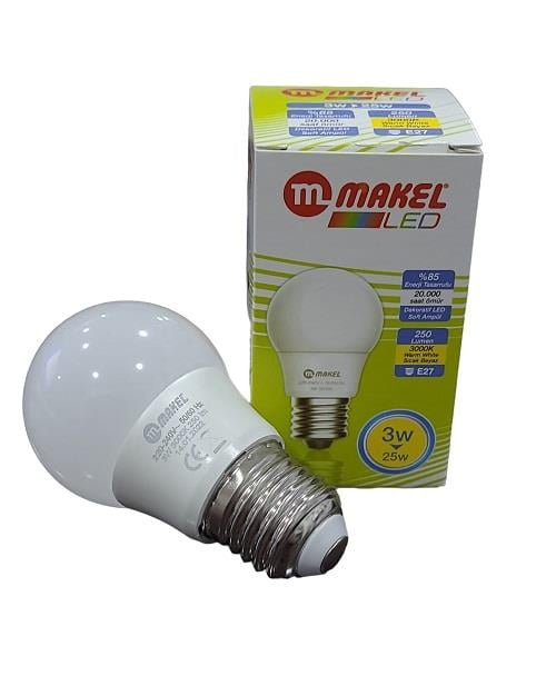 Makel 3W Led Ampül E27 Sarı Günışığı 3000K
