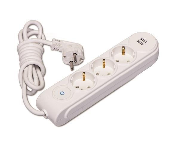 Makel Anahtarlı USB li Üçlü Grup Priz 3Mt