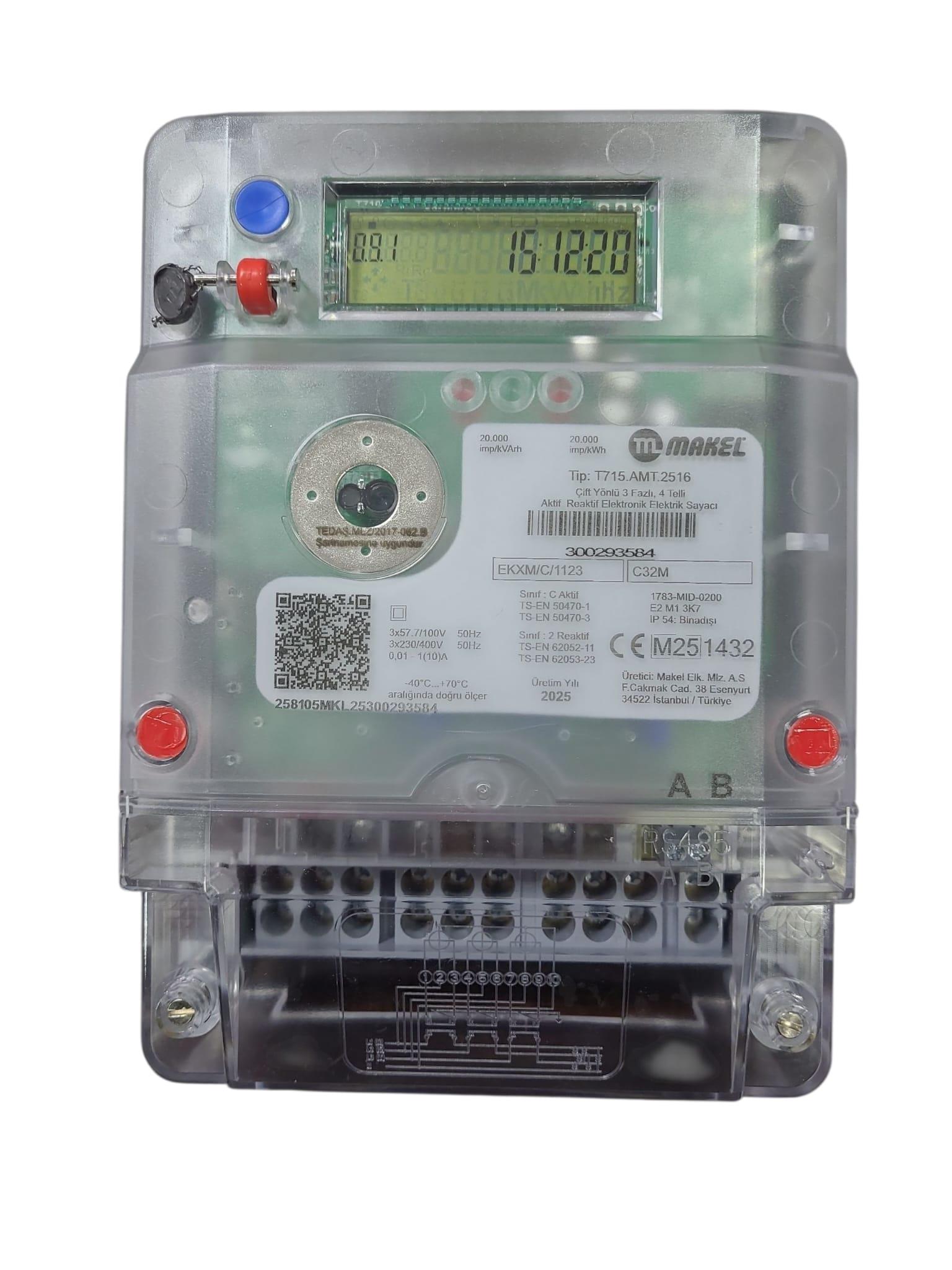 Makel Çift Yönlü Trifaze X5 Aktif Reaktif Sayaç T715.AMT.2556.C32M