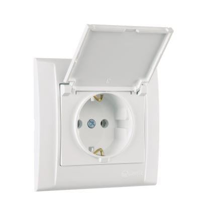 Makel Defne Beyaz Kapaklı Topraklı Priz