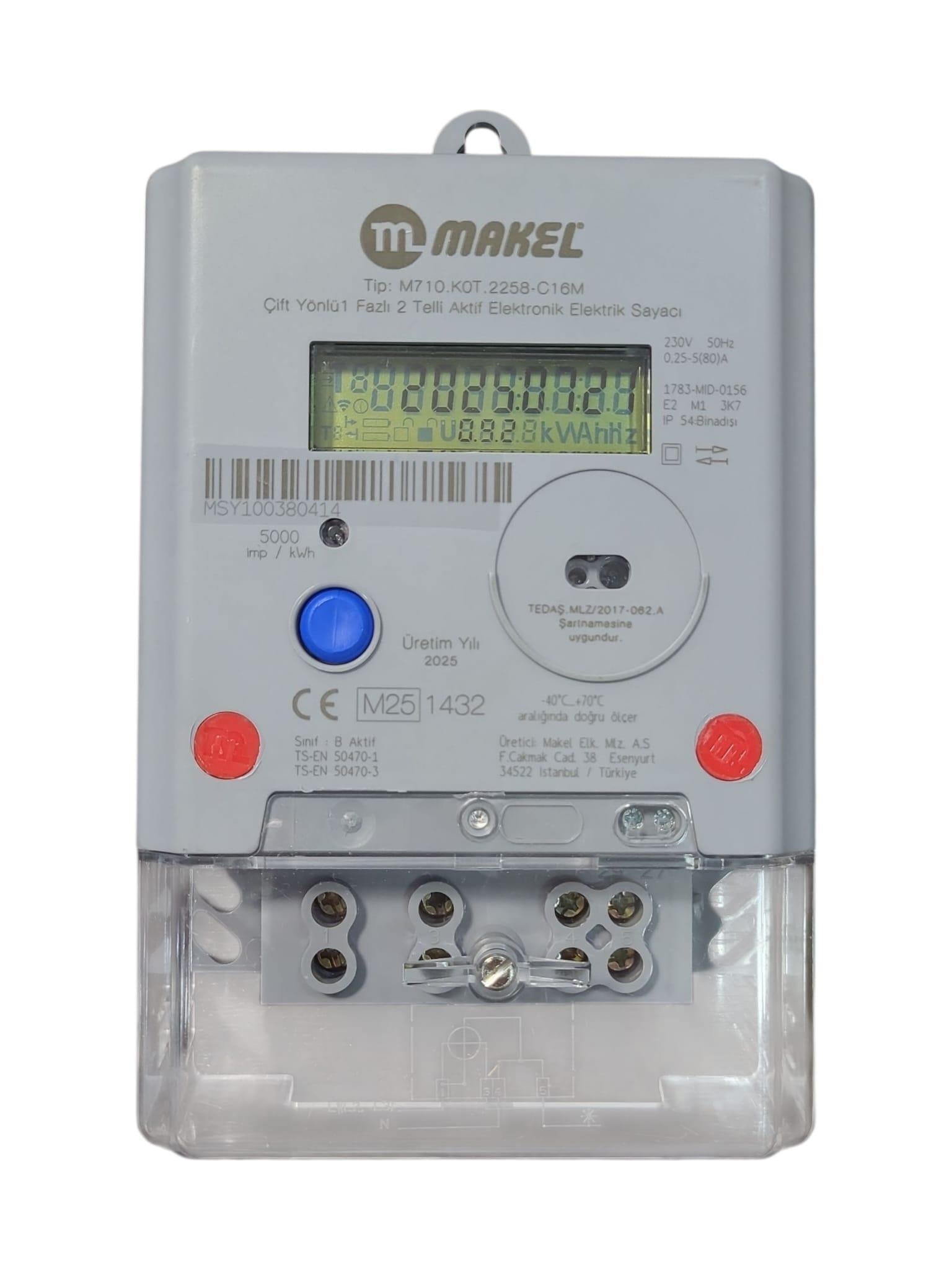 Makel Monofaze Çift Yönlü Monofaze Sayaç M710KOT.2258