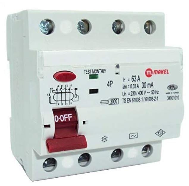 Makel Trifaze 4x63A 3kA 30mA Kaçak Akım Rölesi