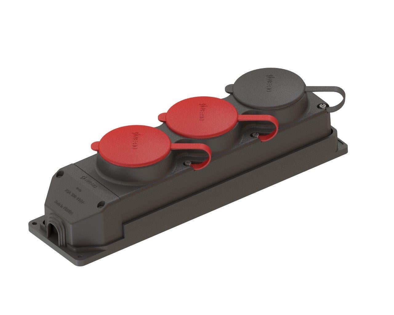 Ne-Ad 3x25A 2 Adet + 1x16A Kauçuk Grup Priz