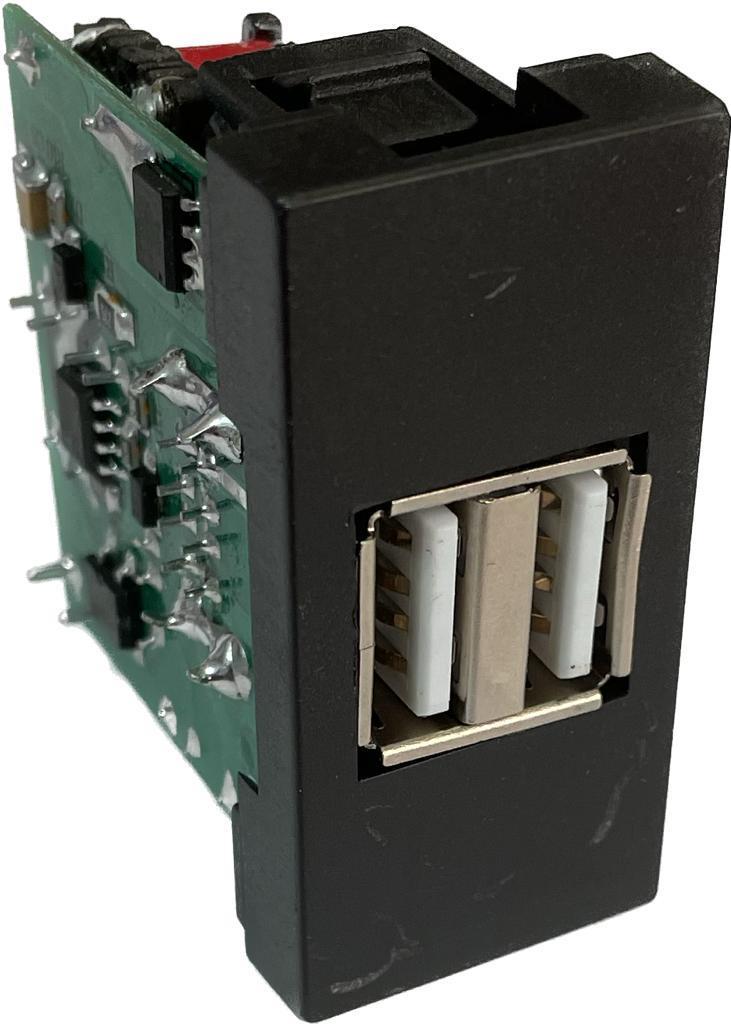 Ne-ad 45x22,5 İkili USB Şarj Adaptörü A/A Siyah