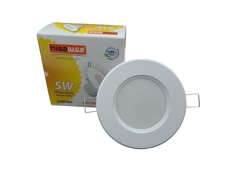 NisaLuce 5W Led Spot Armatür Beyaz Kasa 3000K Günışığı