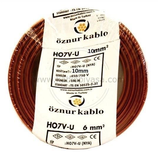 Öznur 10 mm NYA Kablo Kahverengi 100 metre  %100 Bakır