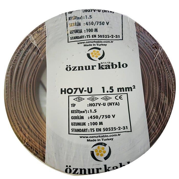 Öznur 1,5 mm NYA Kablo Kahverengi 100 metre  %100 Bakır