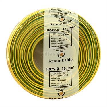 Öznur 16 mm NYA Kablo Sarı-Yeşil 100 metre  %100 Bakır