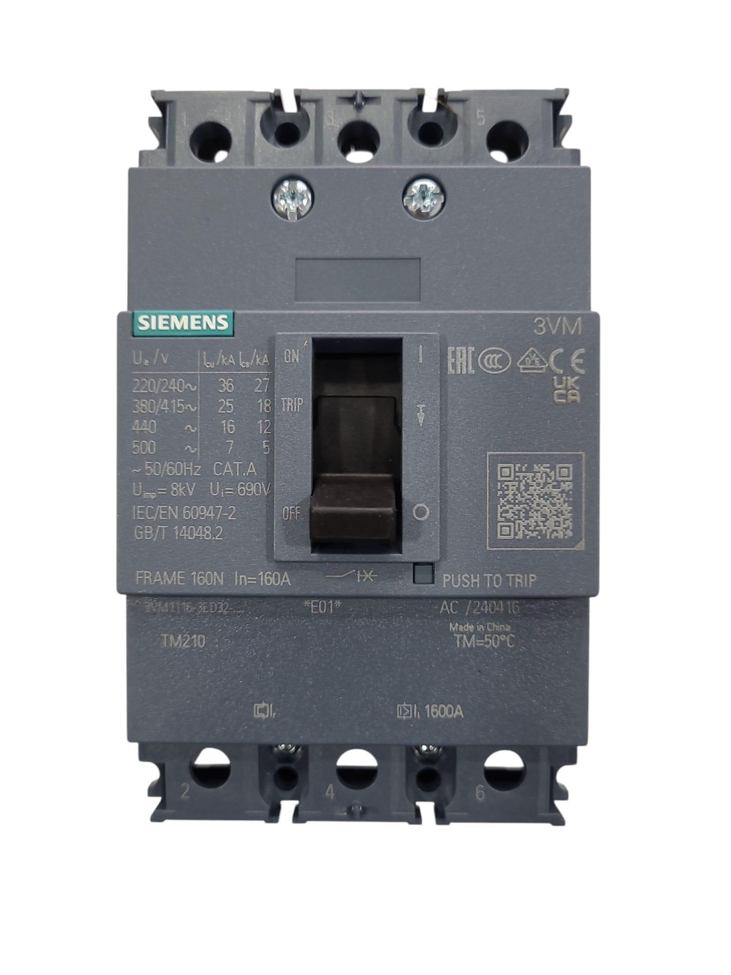 Siemens 3x160A 25kA Termik Sabit Manyetik Sabit TMŞ 3VM11