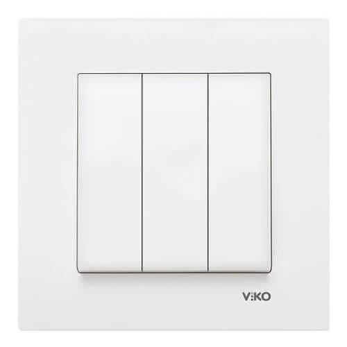 Viko Karre Beyaz Üçlü Anahtar Beyaz
