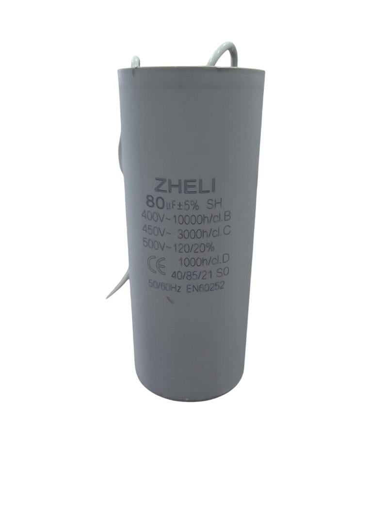 Zheli 80 MFD 450V 50x122  Kablolu Daimi Devre Kondansatör