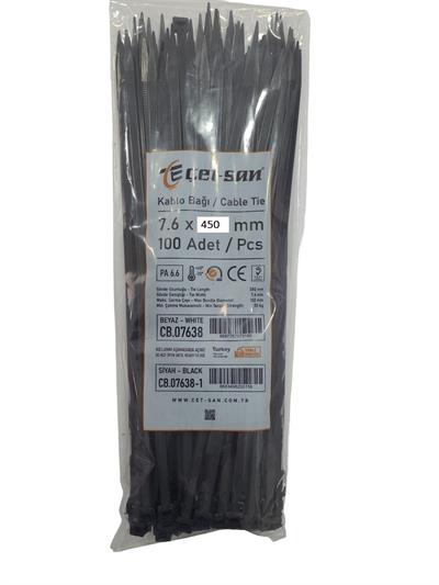 Çetsan 7,6x450 Kablo Bağı 100 adet Siyah