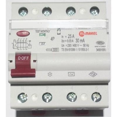 Makel Trifaze 4x25A 30mA Kaçak Akım Rölesi Hayat Koruma