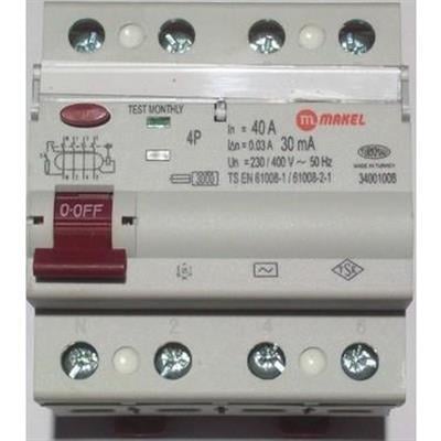 Makel Trifaze 4x40A 30mA 3KA Kaçak Akım Rölesi Hayat Koruma