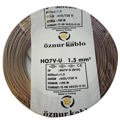 Öznur 1,5 mm NYA Kablo Kahverengi 100 metre  %100 Bakır